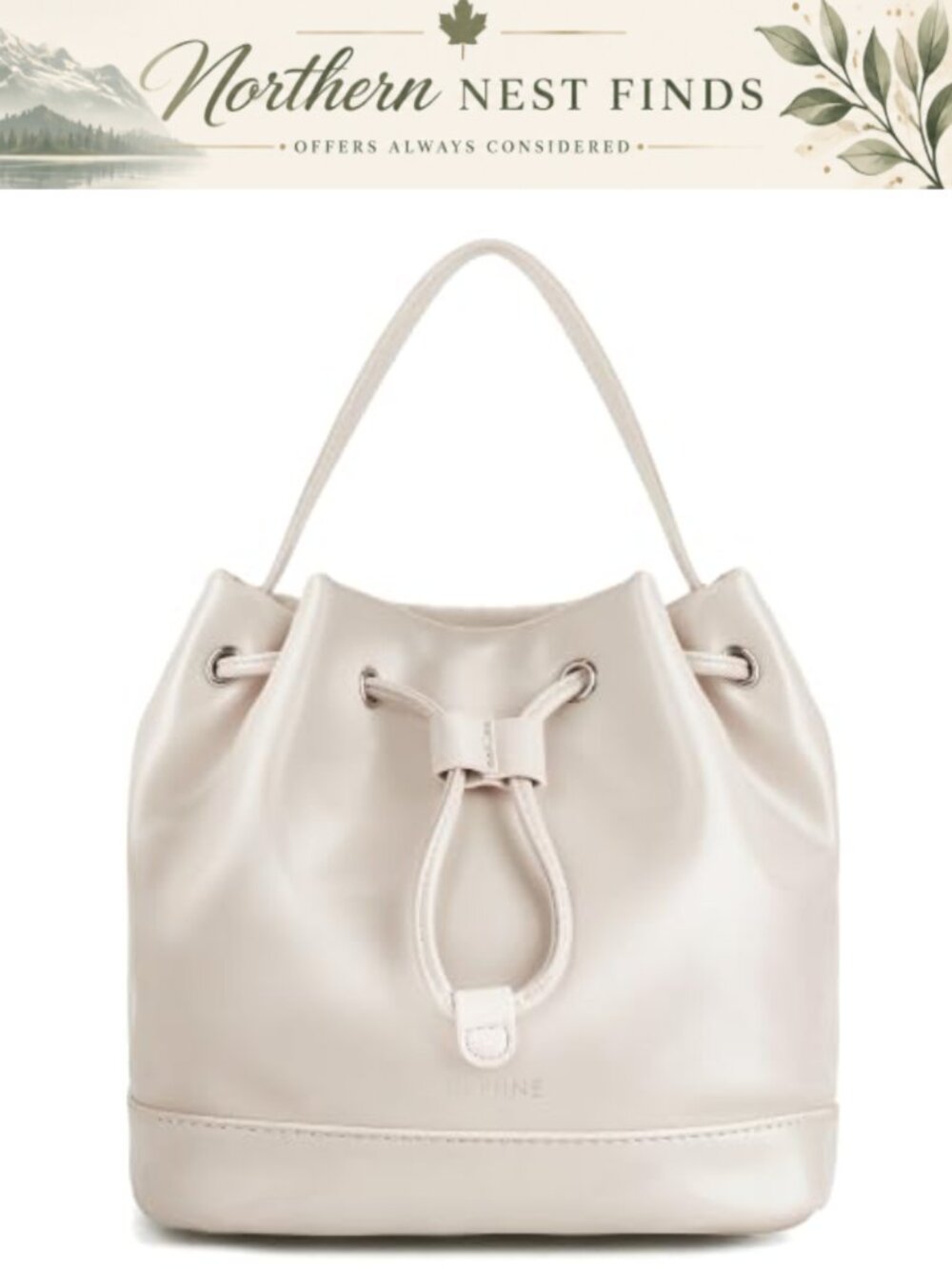 Vegan Leather Mini Bucket Bag Drawstring Crossbody Purse Top Handle
